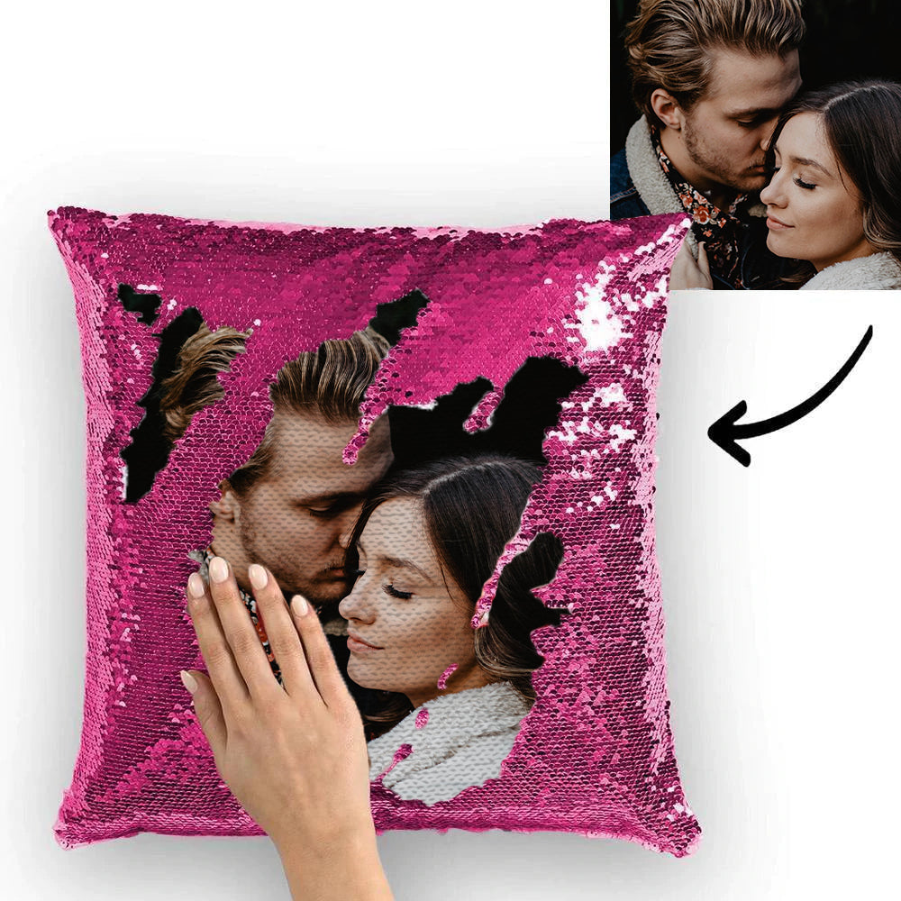 Custom Photo Reversible Sequin Throw Pillow - Multicolor, Shiny, 15.75x15.75