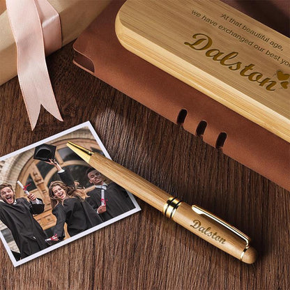 Personalized Wood Pen Set Engraved With Wooden Box Gift For Her/Him