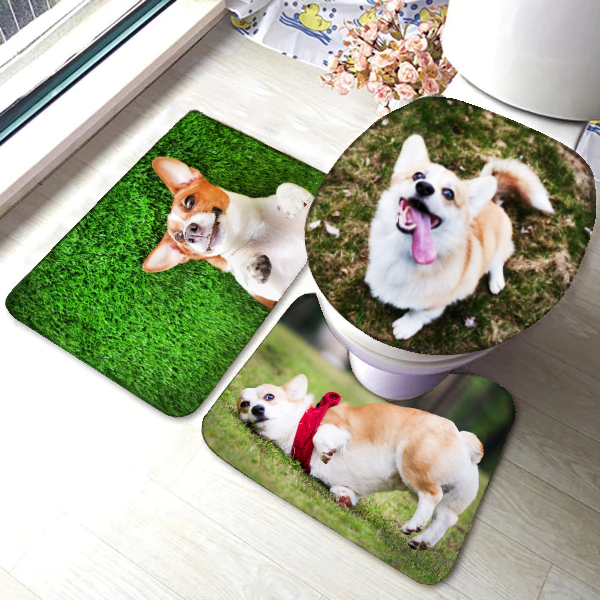 Personalized Photo Bathroom Rug Set - Non-Slip Toilet Mat & Lid Cover