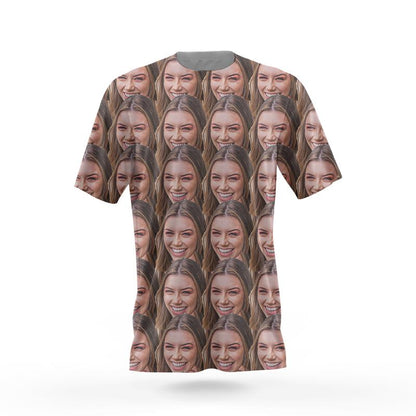 Unisex Double-Sided Custom Photo T-Shirt, Short Sleeve, Face Mash Design