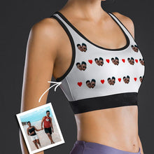 Load image into Gallery viewer, Photo Custom Face Sports Bra With Heart Couples for Women
