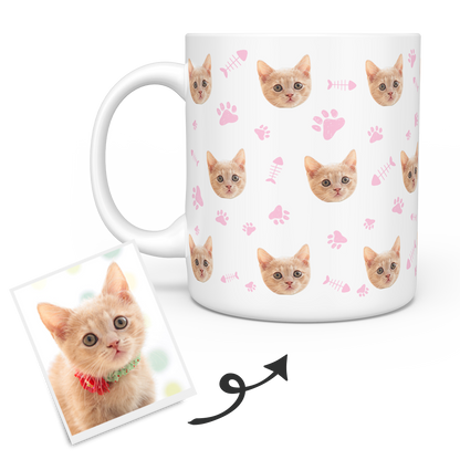 Personalized Mug With Cat Photo - Custom Cat Face Coffee Mug - faceonboxer