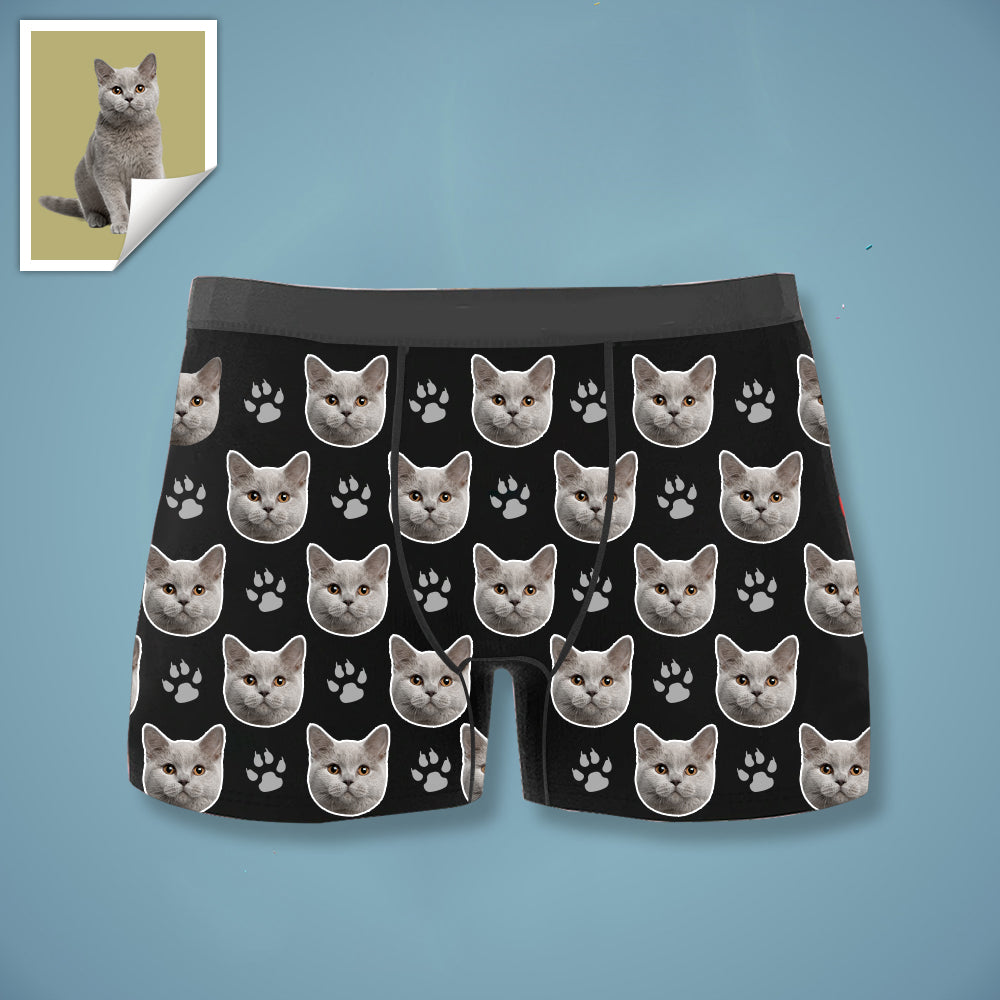Custom Boxer with Photo Mens Underwear with Cat Face