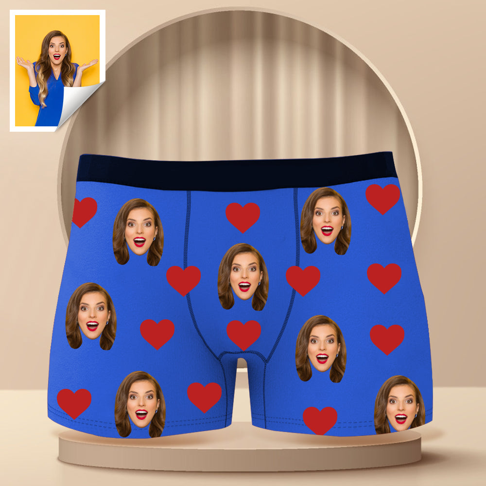 Custom Boxer with Photo Mens Underwear with Face and Heart