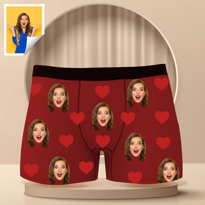 Custom Boxer with Photo Mens Underwear with Face and Heart