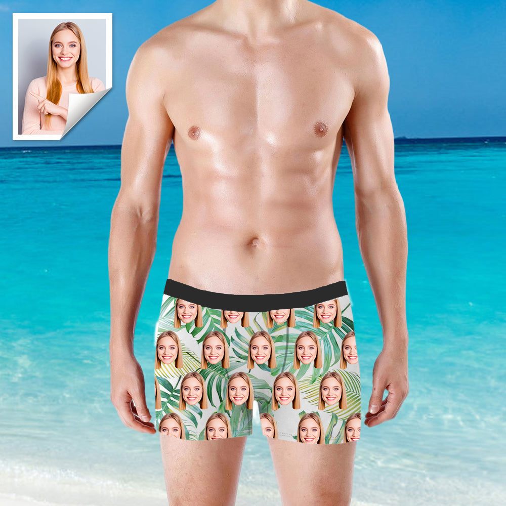 Custom Boxer with Photo and Text Mens Underwear with Face