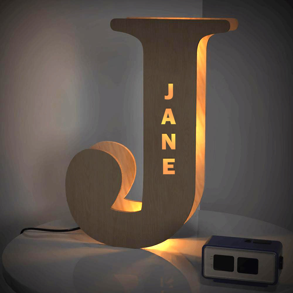 Custom Creative Wooden Letter Wall Bedside Lamp Night Background Light