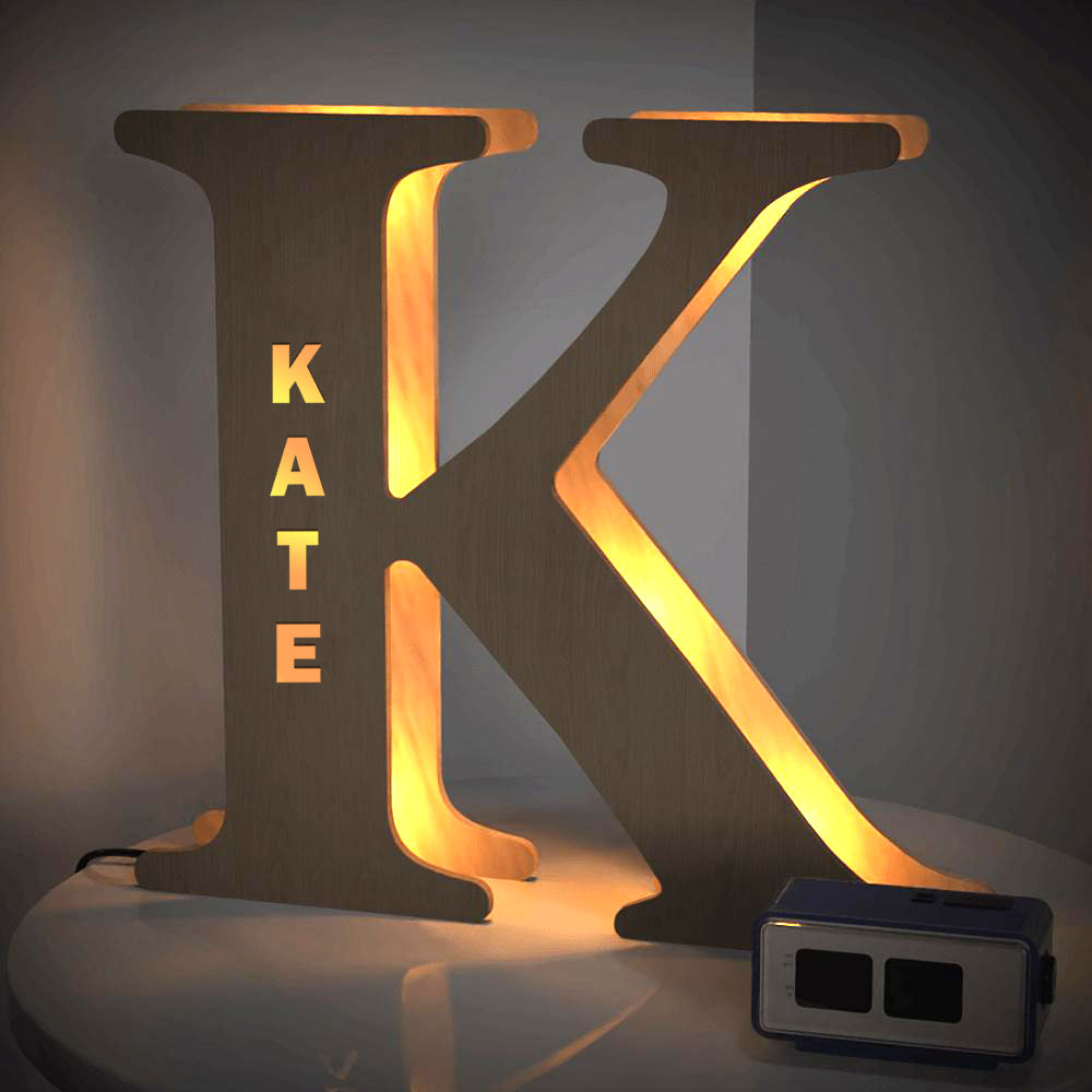 Custom Creative Wooden Letter Wall Bedside Lamp Night Background Light