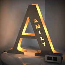 Load image into Gallery viewer, Custom Creative Wooden Letter Wall Bedside Lamp Night Background Light
