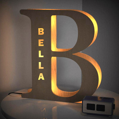 Custom Creative Wooden Letter Wall Bedside Lamp Night Background Light