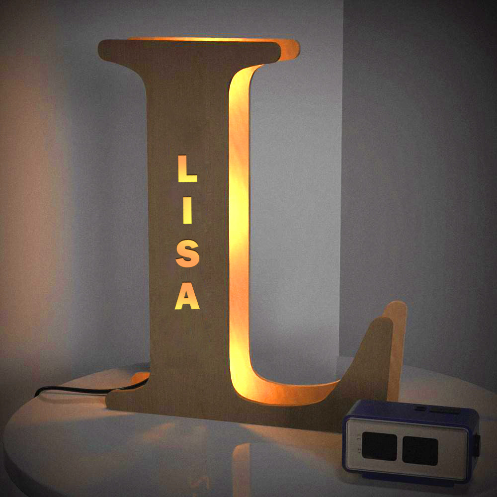 Custom Creative Wooden Letter Wall Bedside Lamp Night Background Light