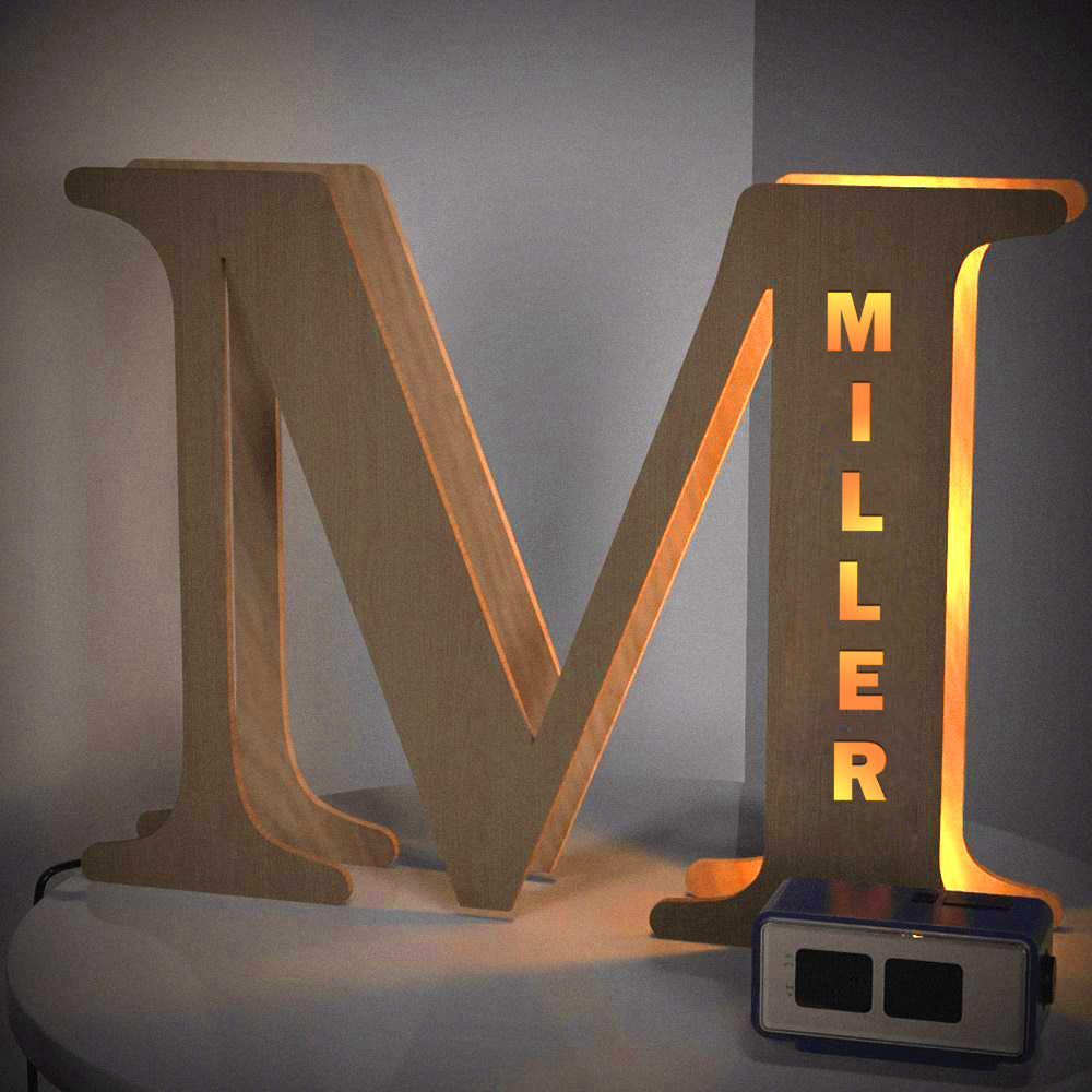 Custom Creative Wooden Letter Wall Bedside Lamp Night Background Light