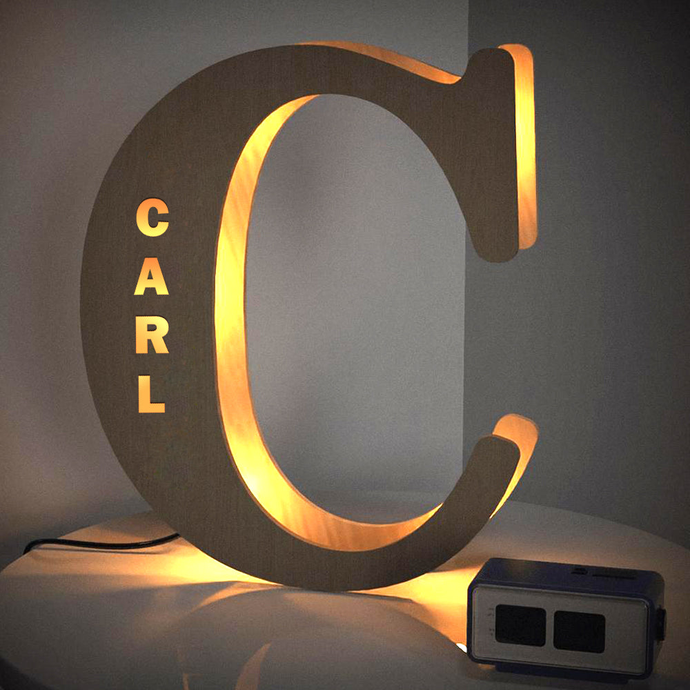 Custom Creative Wooden Letter Wall Bedside Lamp Night Background Light