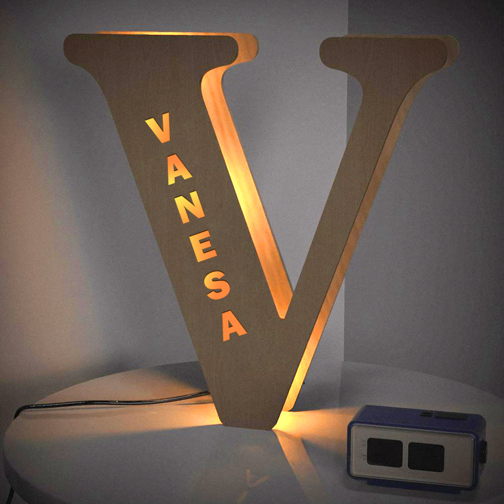 Custom Creative Wooden Letter Wall Bedside Lamp Night Background Light