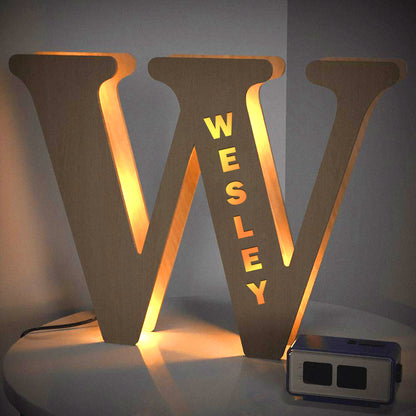 Custom Creative Wooden Letter Wall Bedside Lamp Night Background Light