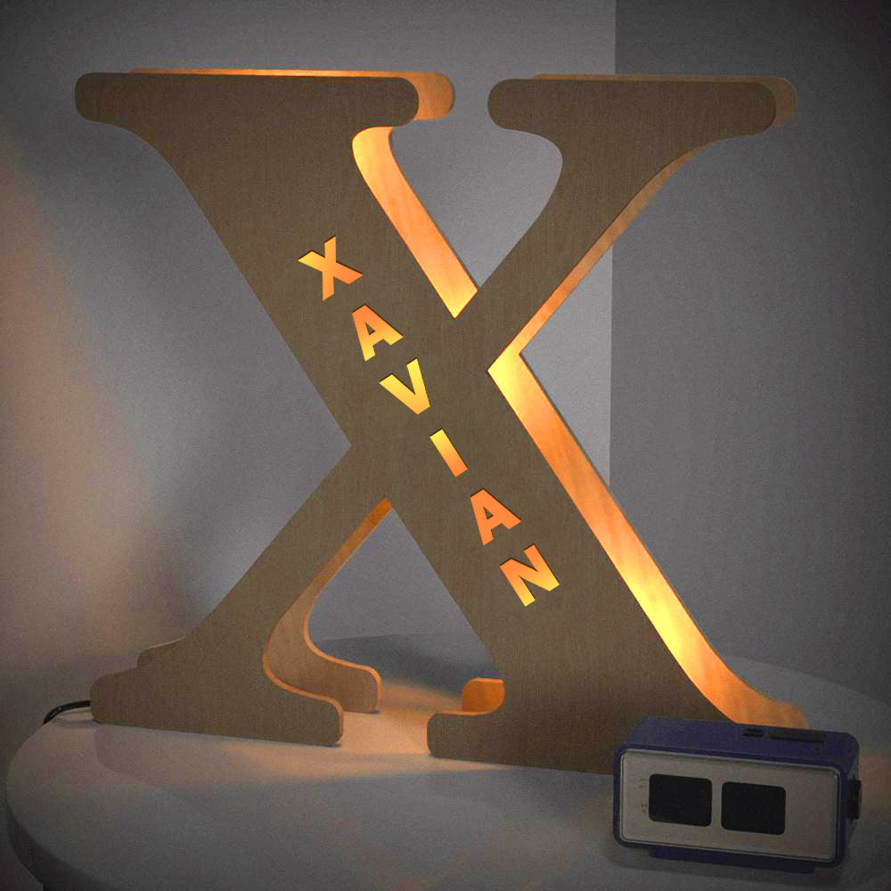 Custom Creative Wooden Letter Wall Bedside Lamp Night Background Light