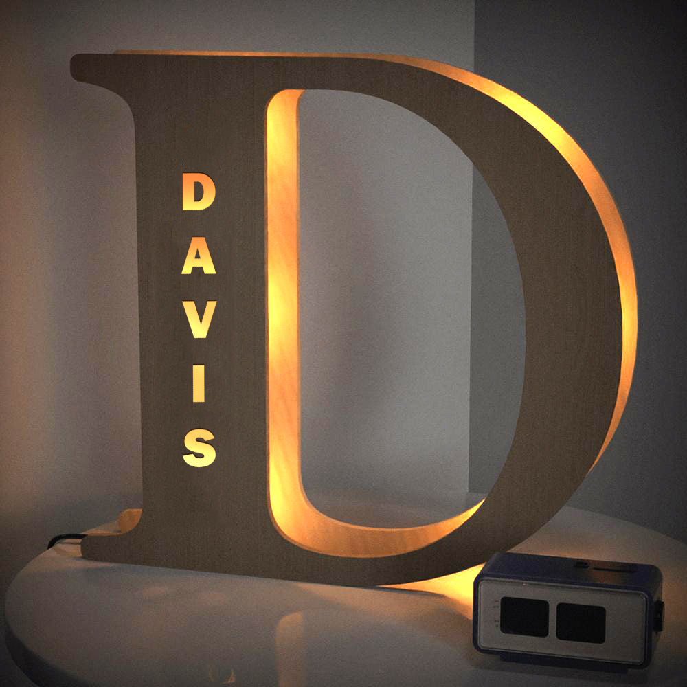 Custom Creative Wooden Letter Wall Bedside Lamp Night Background Light