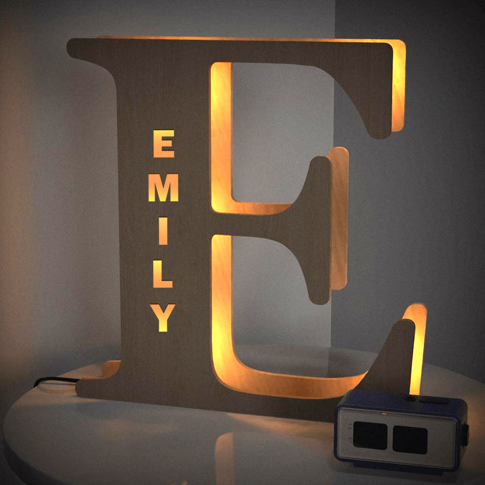 Custom Creative Wooden Letter Wall Bedside Lamp Night Background Light