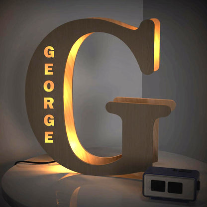 Custom Creative Wooden Letter Wall Bedside Lamp Night Background Light