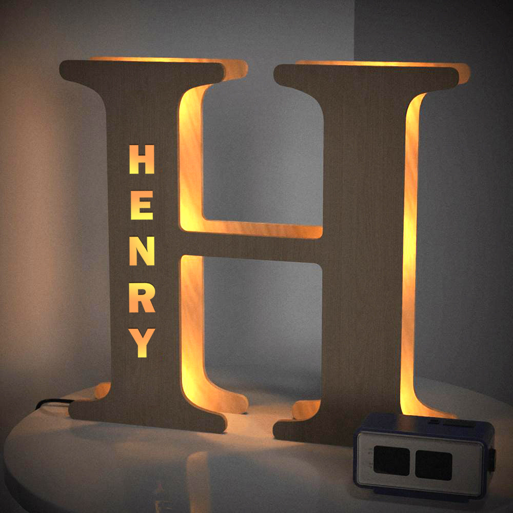 Custom Creative Wooden Letter Wall Bedside Lamp Night Background Light