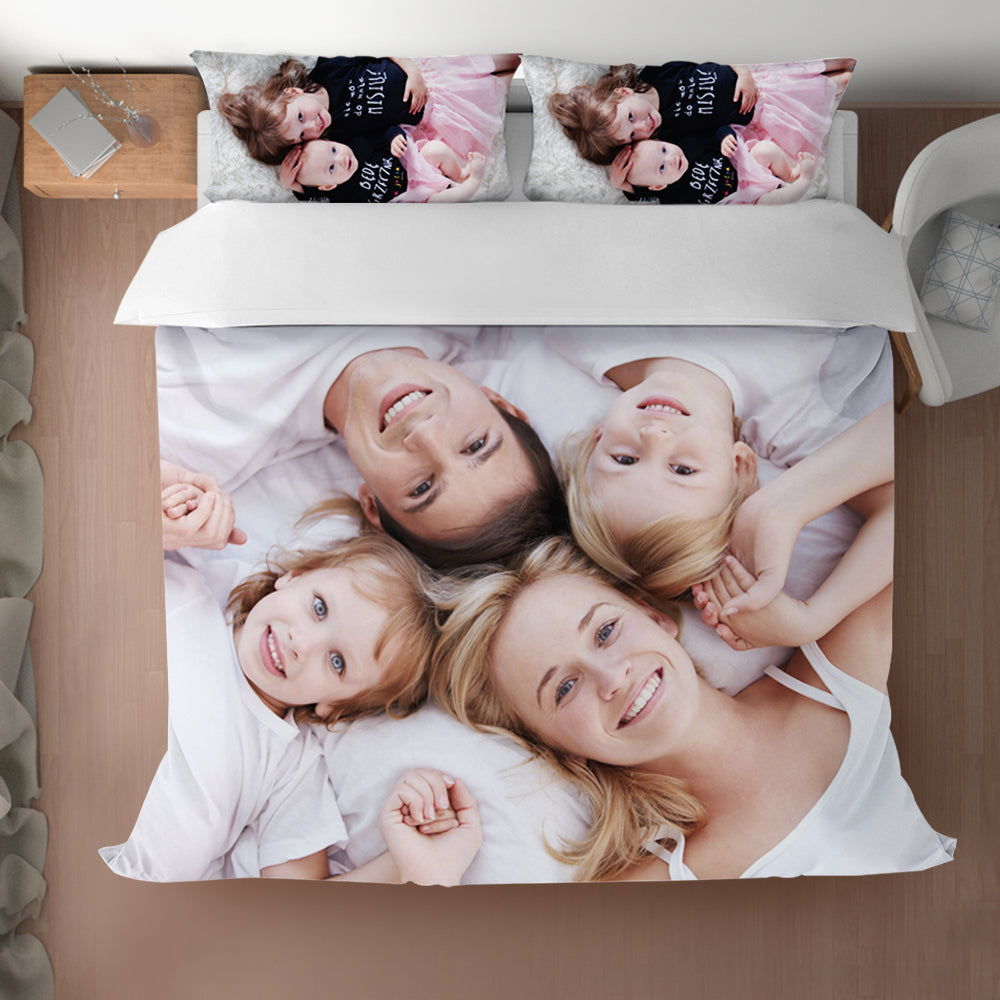 Custom Cotton Bedding Set with Photo Personalized Quilt Cover Sets