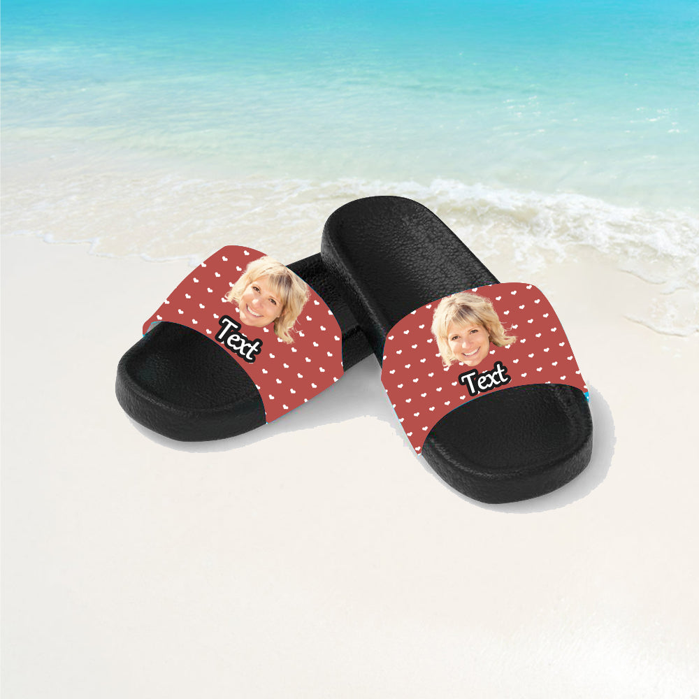 Custom Face Photo Slippers Personalized Sliders Sandals With Texts