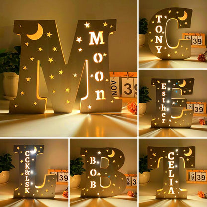 Custom Led Light Wooden 26 Letter Wall Lamp for Home Decoration