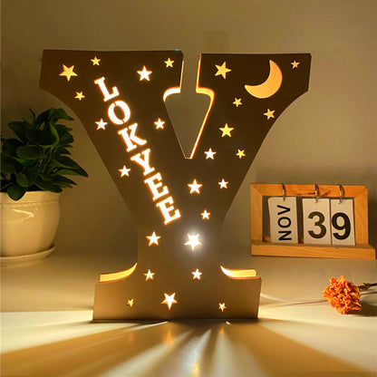 Custom Led Light Wooden 26 Letter Wall Lamp for Home Decoration