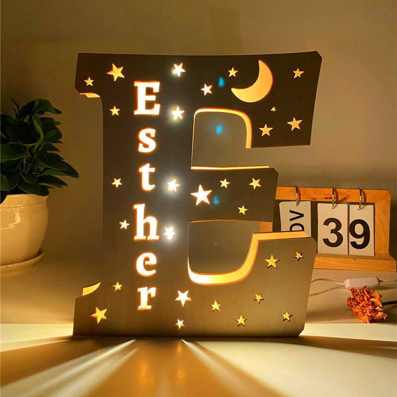 Custom Led Light Wooden 26 Letter Wall Lamp for Home Decoration