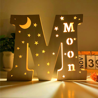 Custom Led Light Wooden 26 Letter Wall Lamp for Home Decoration