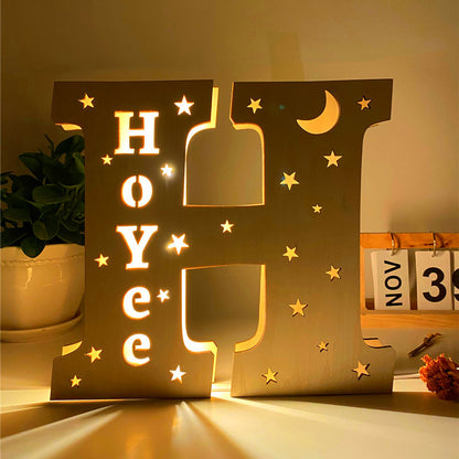 Custom Led Light Wooden 26 Letter Wall Lamp for Home Decoration