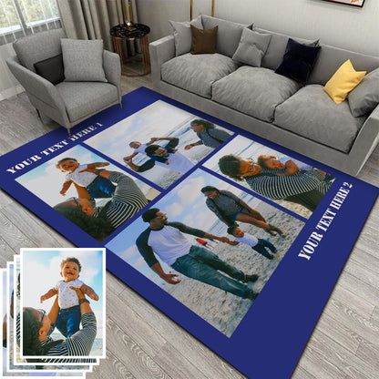 Custom Photo Flannel Carpet, Extra Soft Anti-Slip Floor Mats Collage 1-4 Photos