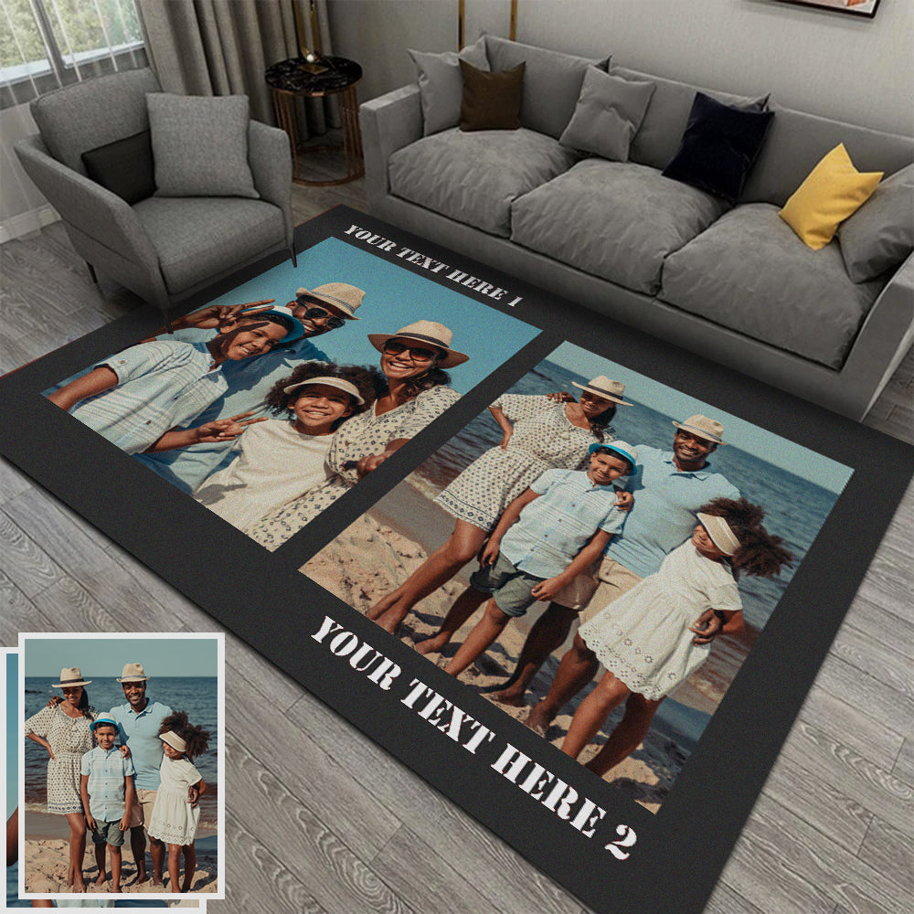 Custom Photo Flannel Carpet, Extra Soft Anti-Slip Floor Mats Collage 1-4 Photos