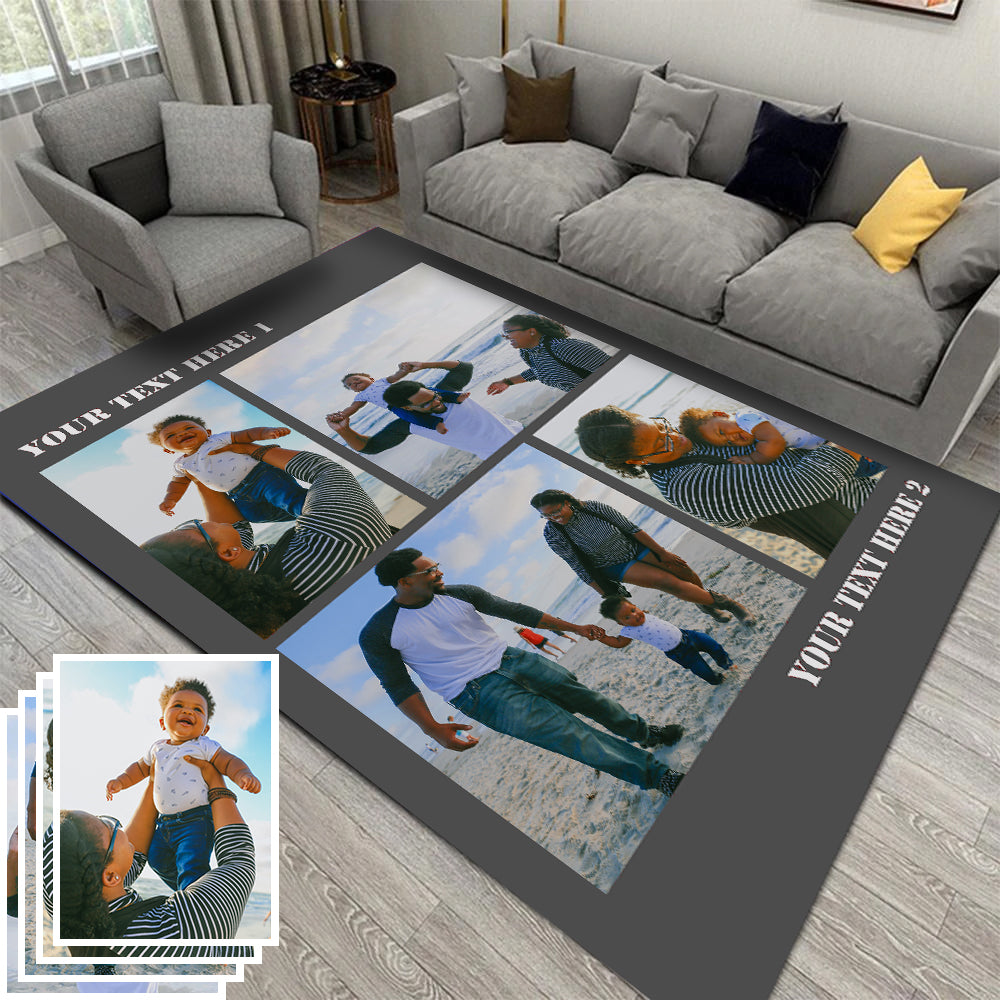 Custom Photo Flannel Carpet, Extra Soft Anti-Slip Floor Mats Collage 1-4 Photos