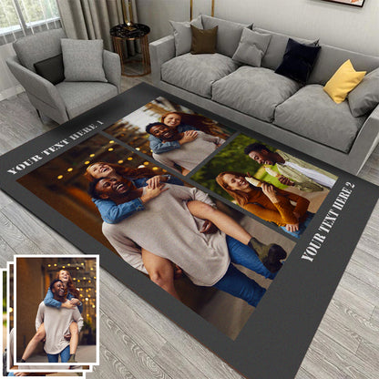 Custom Photo Flannel Carpet, Extra Soft Anti-Slip Floor Mats Collage 1-4 Photos