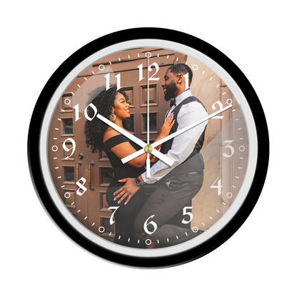 Custom Photo Hanging Wall Clock with Glass Cover with Frame Clock