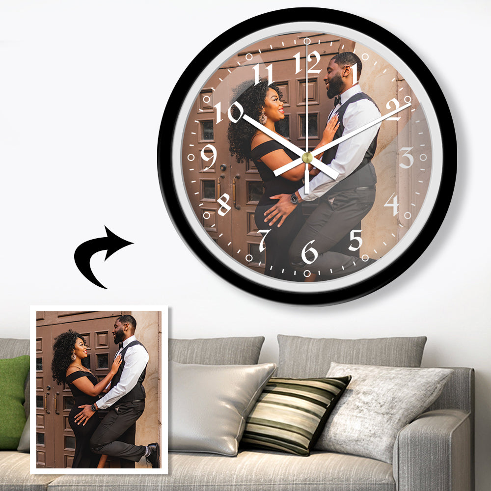 Custom Photo Hanging Wall Clock with Glass Cover with Frame Clock