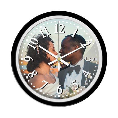 Custom Photo Hanging Wall Clock with Glass Cover with Frame Clock