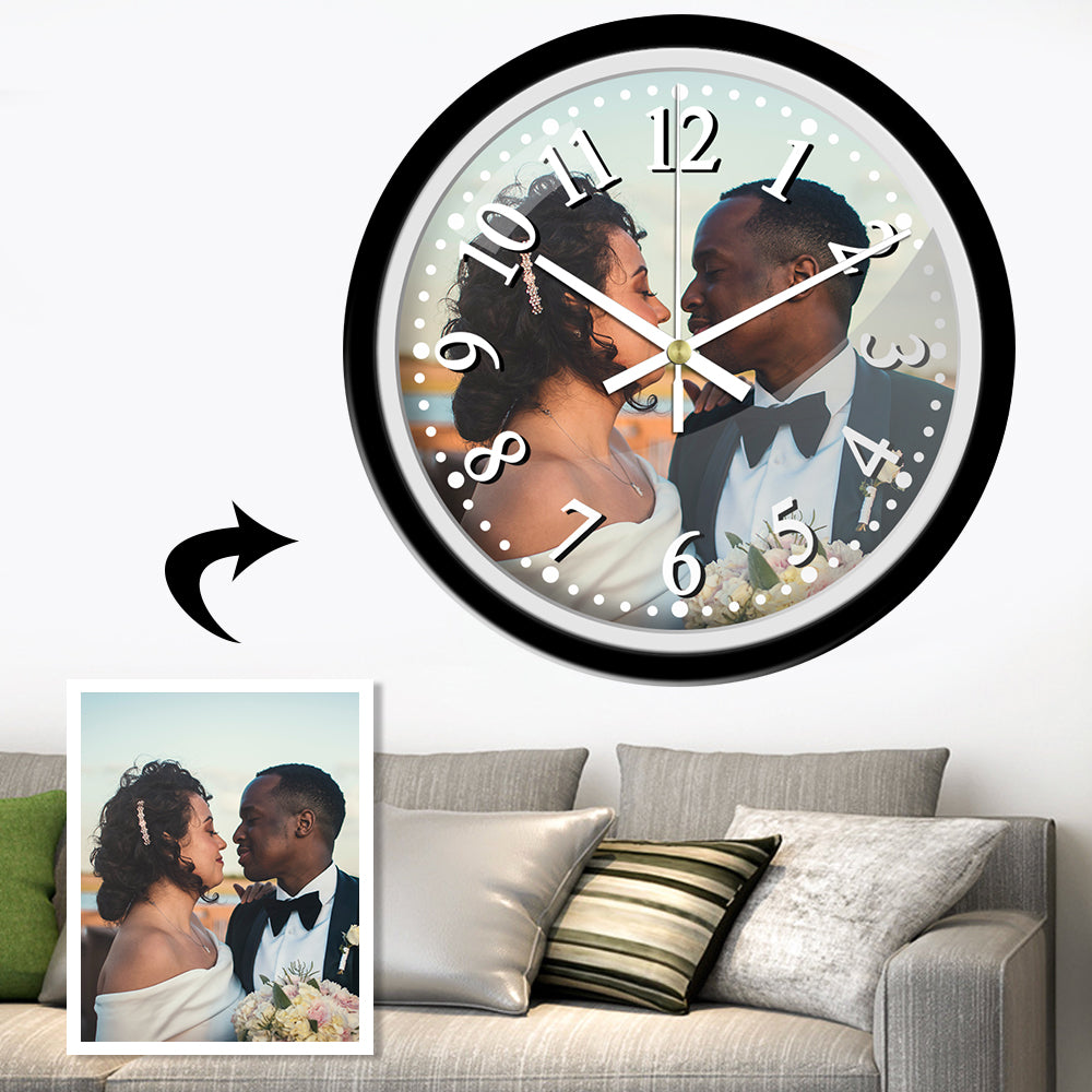 Custom Photo Hanging Wall Clock with Glass Cover with Frame Clock