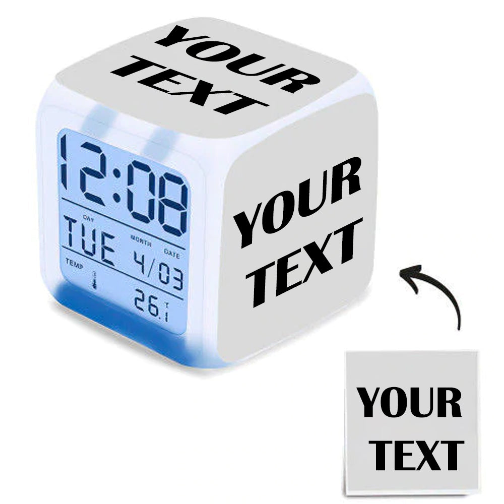 Colorful Custom Desk Clock - Personalized Text Home Decor