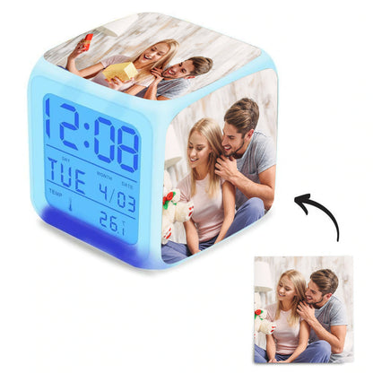 Colorful Custom Photo Alarm Clock - Multipicture Home Desk Decor