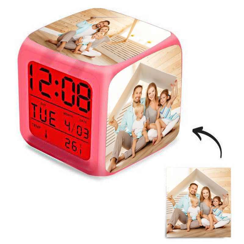 Colorful Custom Photo Alarm Clock - Multipicture Home Desk Decor