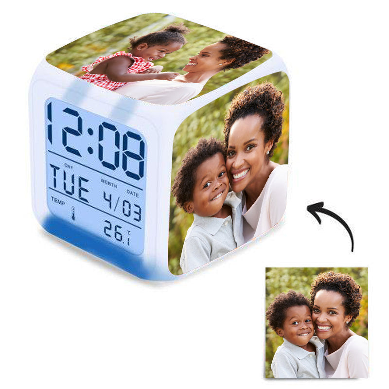 Colorful Custom Photo Alarm Clock - Multipicture Home Desk Decor