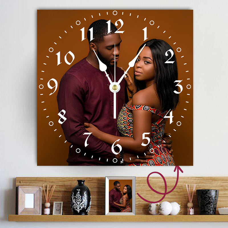 Custom Square Clock Personalized Clock Square Custom Wall Clock Gift With Photo – GiftInOne