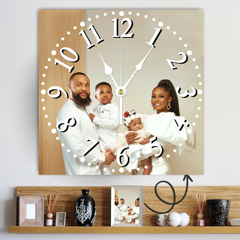Personalized Clock Square Custom Wall Clock Gift With Photo | Photo ...
