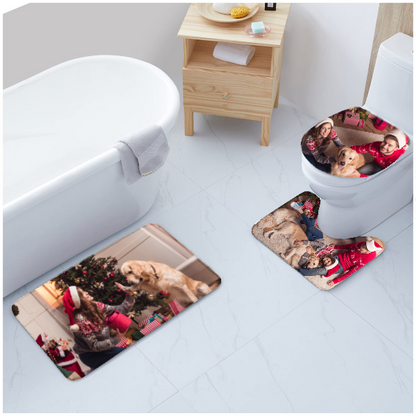 Personalized Photo Bathroom Rug Set - Non-Slip Toilet Mat & Lid Cover