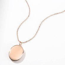 Load image into Gallery viewer, Oval Photo Locket Necklace With Engraving Rose Gold Plated - faceonboxer
