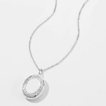 Load image into Gallery viewer, Embossed Oval Photo Locket Necklace With Engraving Platinum Plated - faceonboxer
