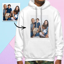 Load image into Gallery viewer, Double Side Print Essential Hoodie: All-in-One Unisex White Long Sleeve Custom Photo Sweatshirt
