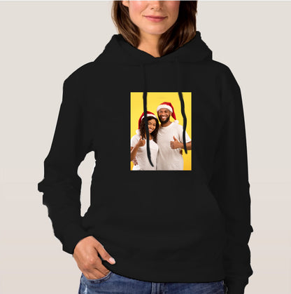 Double Side Print Essential Hoodie: Unisex Black Long Sleeve Custom Photo Sweatshirt for All